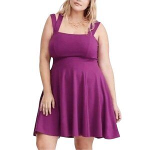 Torrid Purple Strappy Ponte Skater Dress Women's Plus 26